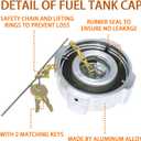 03-37017-002 Aluminum Locking Diesel Fuel Cap 3 In 1/4 Fit for 1996-2022 Freightliner 108SD 114SD 122SD Argosy Cascadia Columbia Century Coronado. # 572.1018, 600149, 03-37017-002