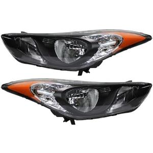 Amazon.com: F CARFITTING 2011 2012 2013 Elantra Headlights,Headlight Assembly Fit for Hyundai Elantra 2011-2013 Halogen Headlamp Repalcement Driver Passenger Side Black Housing Amber Reflector Clear Lens : Automotive