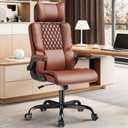 Sytas 400lbs Big and Tall Office Chair with Adjustable Headrest | Heavy Duty Executive Chair with Lumbar Support, High Back Computer Chair with Backrest and Flip-up Arms for Home Office,Brown