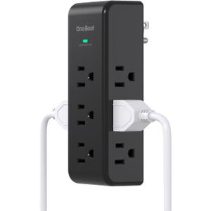 Surge Protector Outlet Extender with Rotating Plug, 9 AC Multi Plug Wall Outlet Expander, 1800J Wall Charger, 3-Sided Power Strip Electrical Plug Adapter Outlet Splitter for Home Office Dorm - Black