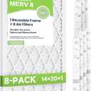 Future Way 14x20x1 Air Filters, 8-Pack with Reusable Frame, MERV 8, MPR 700 AC Furnace Filters, Space Saving & Cost-effective