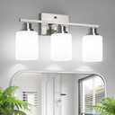 Ascher Bathroom Light Fixtures, 3-Light Vanity Light Over Mirror, Brushed Nickel Wall Sconces with Milky White Frosted Glass Shades, Wall Lamp for Living Room Bedroom, E26 Base(Bulbs Not Included)
