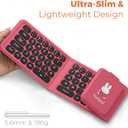 Miffy Triple-Fold Bluetooth Keyboard - Magnetic Fold Design with Integrated Touchpad & Numeric Keypad, Bluetooth 5.0 (3 Devices), Rechargeable 5.6mm Slim, Premium Leather - Pink