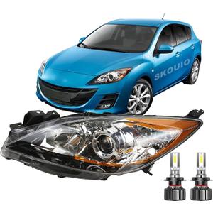 Headlights Replacement for Mazda 3 2010-2013, Headlight Clear Lens Left Driver Side Front Head Light Headlamp for Mazda 3 2010 2011 2012 2013