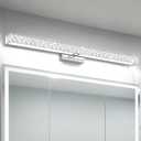 SOLFART LED Modern Bathroom Vanity Lights Over Mirror, Crystal Bathroom Light Fixtures, 40 Inch LED Chrome Vanity Light Wall Light