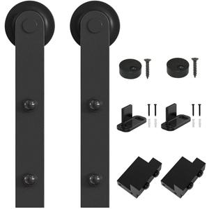 WINSOON Sliding Barn Door Hardware Kit 4/5/6/8/10/12/13/15/16FT Track Roller Set for Single Wood Door Closet Straight Design Track Black(Without Door) (I Shape Design, Antique Roller Kit)