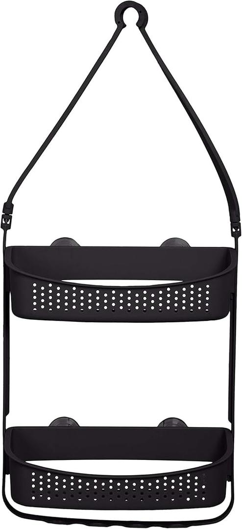 Bath Bliss 2 Way Convertible Bathroom Shower Caddy | Adjustable Mounting Arms | Loofah & Razor Hooks | Storage & Organization | Rust Resistant | Large and Small Bottles | Grey