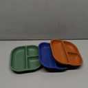 BABELIO Powerful Suction Plates for Baby & Toddler, 100% Food Grade Silicone, Divided, BPA Free, Microwave & Dishwasher Safe (2-Moon Blue/Kashmir Green/Bran Brown)