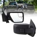 Right Passenger Side Door Mirror Compatible With 2021 2022 2023 2024 2025 2026 Ford F150 With Power Glass Manual Folding Heated Temperature Sensors Matte Black Replace#ML3Z17682UA(7 Pins)