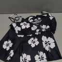 SweatyRocks Women's Floral Print Twist High Waisted Tankini Swimsuit 2 Piece Bathing Suit (Large, Black)