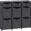 Cube Storage Organizer with Storage Bins Included - The Perfect Closet Organizers and Storage Solution. Includes 9 Storage Cubes, Great For Toy Storage, Closet Storage, Clothes Storage (Dark Grey)