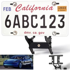 2025 Model 3 Highland License Plate Frame for Tesla Model 3 2024 Accessories Front License Plate Holder (Model 3 Highland 2024-B)
