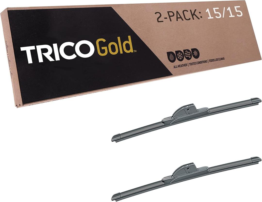 TRICO Gold (18-1515) 15 & 15 Inch Pack of 2 Automotive Replacement Windshield Wiper Blades for My Car Premium All Weather Beam Blade for Select Vehicle Models