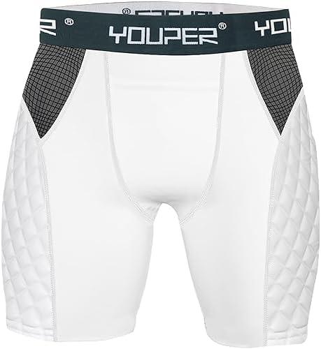 Youper Youth Elite Compression Padded Sliding Shorts w/Cup Pocket for Baseball, Football, S