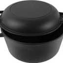 BBQ Future Heavy Duty Cast Iron 2-In-1 Multi Cooker: 3-Quart Deep Pan, 10-Inch Frying Pan Converts to Lid for Dutch Oven Safe Cookware for Grill, Open Fire Camping, Stovetop, Indoor & Outdoor