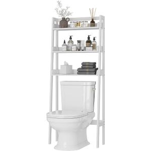 UTEX Over The Toilet Storage Shelf, 3-Tier Over Toilet Bathroom Organizer, Above Toilet Shelves Rack (White), 10D x 25.1W x 61.5H in