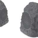 iLive Electronics Outdoor Rock Speaker Pair - Wireless Waterproof Bluetooth Speakers for Patio, Garden, Built for All Seasons with Rechargeable Battery (ISBW422G), Gray