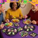 Havawish 96 Pcs Mardi Gras Party Supply Coquette Mardi Gras Plates and Napkins Gold Purple Bow Disposable Paper Plates Carnival Party Decoration for Birthday Baby Shower Tableware for 24 Guests