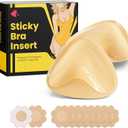 Double Sided Sticky Bra Push Up, Invisible Bra Pad Inserts for Large Breasts, Adhesive Bra for Bikini Swimsuit (Beige, Large) 
