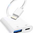 Lightning to USB Camera Adapter, [Apple MFi Certified] USB 3.0 Female to iPhone iPad Adapter with Charging Port, Plug and Play OTG Converter Cable Support Card Reader Flash Drives Keyboard (Pure White(Charge))