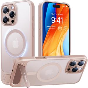 TORRAS Strong Magnetic & Seamless Stand for iPhone 16 Pro Max Case, Fit for MagSafe, Military Grade Drop Protection, Adjustable Kickstand Phone Case for iPhone 16 Pro Max, Slim Desert Titanium Gold