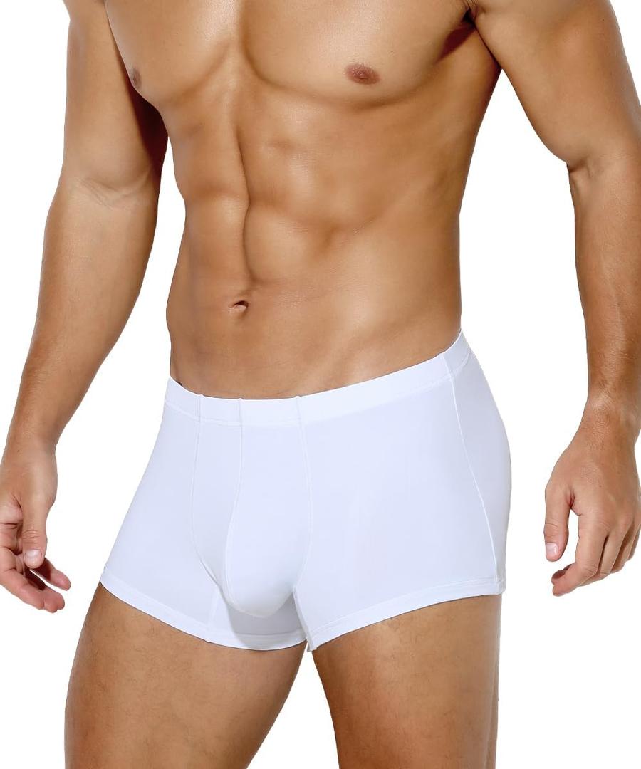 Arjen Kroos Men's Sexy Silky Trunks Underwear Boxer Briefs 1 Pack (Large, A2-white-ak7010)