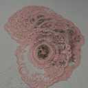 Mixweer 10 Pcs Pink Retro Lace Placemats Oval Embroidered Table Place Mats French Crochet Doilies Vintage Coasters Cup Mat 12'' x 16'' for Wedding Cup Vase Table Decor