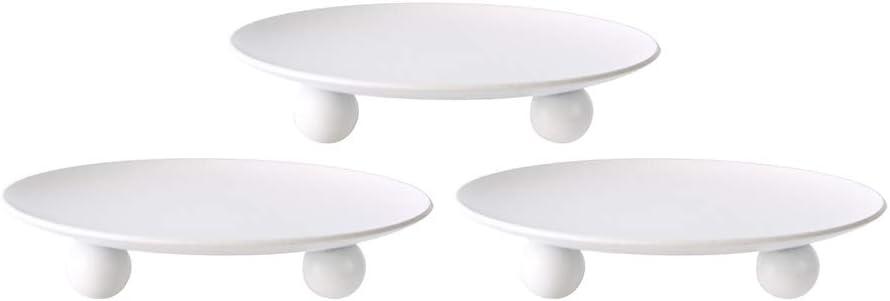 Scwhousi White Iron Plate Candle Holder, Decorative Iron Pillar Candle Holder, Set of 3, Candle Stand for Wax Candles