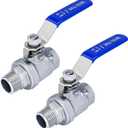 Ball Valve 1/2" ,1/2" Full Port Stainless Steel Ball Valve 304 NPT Water Valve, 1/2 inch Shut Off Valves for Oil and Gas with Blue Locking Handles 1000 WOG (1/2 inch, 2 pack)