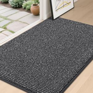 BEQHAUSE Dirt Trapper Door Mat 32" x 48", Non-Slip Washable Doormats Entrance Mat, Dirt Resistant and Absorbent Welcome Mat, Low Profile Floor Mats for Front Back Door and Entryway, Charcoal
