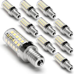 ALIDE E12 C7 Led Candelabra Bulbs 6000k Daylight White, 60 Watt E12 Halogen Equivalent,T6 Small Base 120V C7 LED Light Bulbs 6W Bright Cool White for Ceiling Fan Pendant Chandelier Light,550lm 10Pack