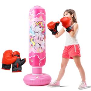 47" Inflatable Punching Bag for Girls with Gloves – Light-Up Boxing Toy for Kids, Indoor/Outdoor Fitness & Stress Relief – Standing Bounce-Back Bag for Ages 3+