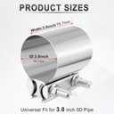 GaRhomxy 3 "Exhaust Clamp 304 Stainless Steel Heavy-Duty Lap Joint Band Clamp, Used for Mufflers, Catalytic Converters, Exhaust Pipes (2 Pack)