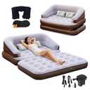 Full Size Inflatable Sofa Bed with Air Pump 2-in-1 Portable Blow-Up Air Couch,Inflatable Couch Bed and Folding Air Mattress for Home,Camping,and Guests 76"L x 56"W x 23.6"Th