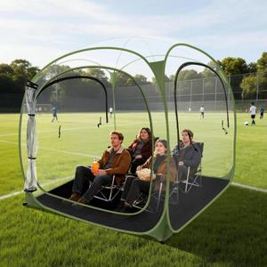 ARCTICSEA Thickened PVC Sports Tent - All-Weather Shelter Pod for 3-4 Person, Pop-Up Shelter, Instant Setup, Removable Top & Sealed Floor for Outdoor Events, Soccer, Rugby (Green)
