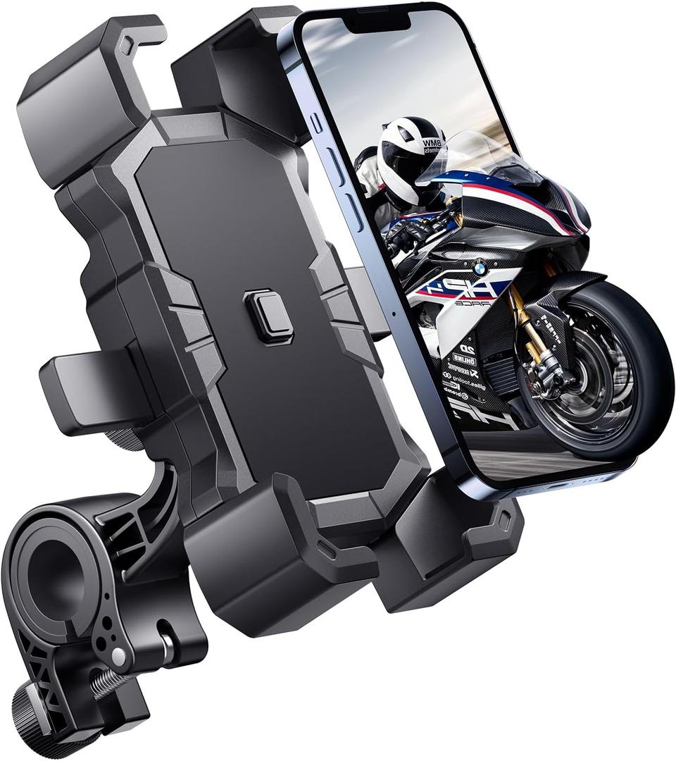 Delobon Bike Phone Holder Handlebar, Motorcycle Phone Mount, ATV Cell Phone Clamp, Scooter Phone Clip for iPhone 15 Pro Max, 14, 13, 12 Plus, Samsung S24 Ultra, S23 and More 4.7" to 7.0" inch Phone