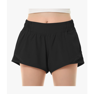 QooNoo Girls Athletic Shorts with Zipper Pocket Lightweight Elastic Waist Running Shorts for Teen Girls Kids Active Sports size S