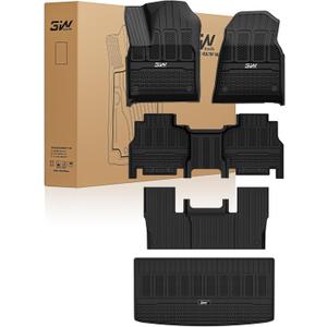 3W Floor Mats & Cargo Liner Fit for Jeep Grand Wagoneer 2022-2025 7 seat (Not Fit for L or 8 seat), TPE Custom Fit Wagoneer Floor Liner for 1-3 Rows and Trunk Mats Full Set Car Accessories