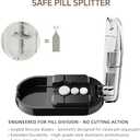 2 x Pill Cutter Pro Professional Pill Splitter for Small Tiny and Large Pills with Double Stainless Steel Blades Centering Guide Tablet Vitamin Cutter Halves Quarters Medical Grade (Black)