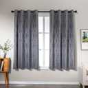 Amazon Basics Jacquard 2-Piece 100% Blackout Curtains, Living Room and Bedroom Drapes, Thermal Insulated Window Treatment, 42"x63", Grey
