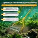 Pond Rake Roller, Lake Weed Remover, Aquatic Weed & Sludge Tiller, Stainless Steel Roller with 6 Blades & 13' Aluminum Handle for Pond, Lake, Beach and Shoreline Cleaning