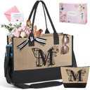 TRSODD Birthday Gifts for Women Mothers Day Gifts for Mom Wife Grandma Daughter Sister Bridesmaid Initial Jute Tote Bag