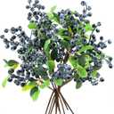 FiveSeasonStuff Versatile Artificial Holly Blue Berry Branches: Set of 20 for Stunning Decor