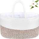 ABenkle X-Large Diaper Caddy Organizer, Boho Rustic Cotton Rope Nursery Baby Basket, Changing Table Organizer for Baby Diaper Storage and Baby Shower