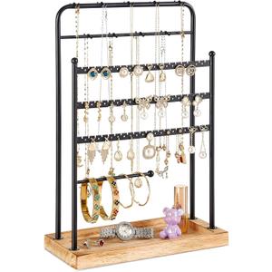 Earring Holder Organizer, Jewelry Organizer and Storage, Jewelry Holder Stand for Necklace Earring Keychains Bracelet Studs, Rings Display, Christmas Gifts - (Carbonized Brown)