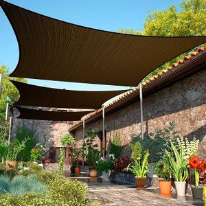 ShadeMart 8' x 10' Brown Sun Shade Sail Rectangle Canopy Fabric Cloth Screen SMSL, Water and Air Permeable & UV Resistant, Heavy Duty, Carport Patio Outdoor 