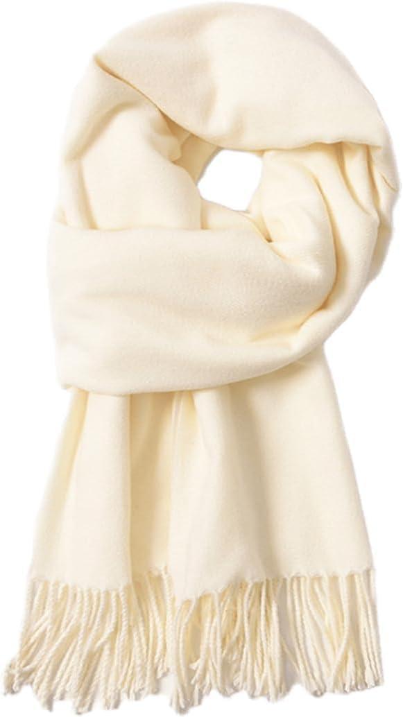 Unisex Winter-Soft-Warm-Chunky-Scarf Cashmere-Feel-Oversized-Shawl-Wraps Plain Solid Color for Men Women (White)