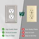 6-Pack Duplex Outlet Cover Plate, Metal Wall Plates for Electrical Outlets, Brushed Nickel 1 Gang Receptacle Cover, Pearls Decorative Switch Plates and Outlet Covers