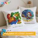 SNEILJOY Kids Fabric Art Kit with 2 Pillowcases (Dinosaur & Mermaid) & 8 Non-Fading Markers, 15.5x15.5 in, Birthday Gifts for 6 Year Old Boys and Girls