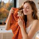 Jacquotha Orange Hand Towels Set of 2 - Ribbed Bathroom Towels Fall Decor, Daily Use & Autumn Gatherings, 13x29 Inches